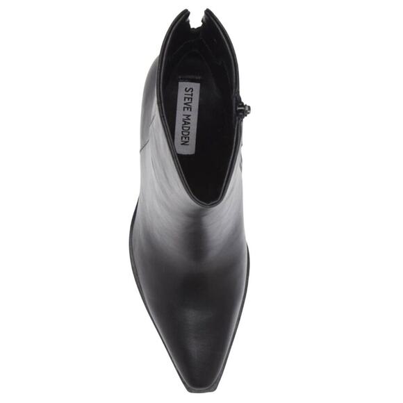 Steve Madden Silvee Womens Ankle 9.5M Black Leather Snip Toe Block Heel Side Zip - Picture 5 of 16
